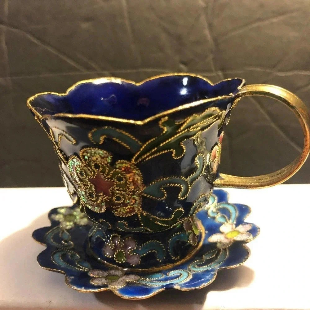 Beautiful floral Decorative metal Mini Teacup
